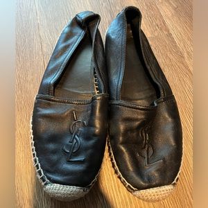 Saint Laurent Logo Flat Espadrille, Size 7
